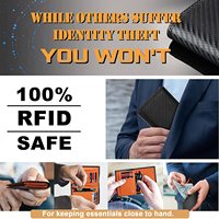 TEEHON Carbon włókno skórzane portfel męski kieszonka na monety RFID etui na karty kredytowe pół rozpiętości projekt czarna torebka 5